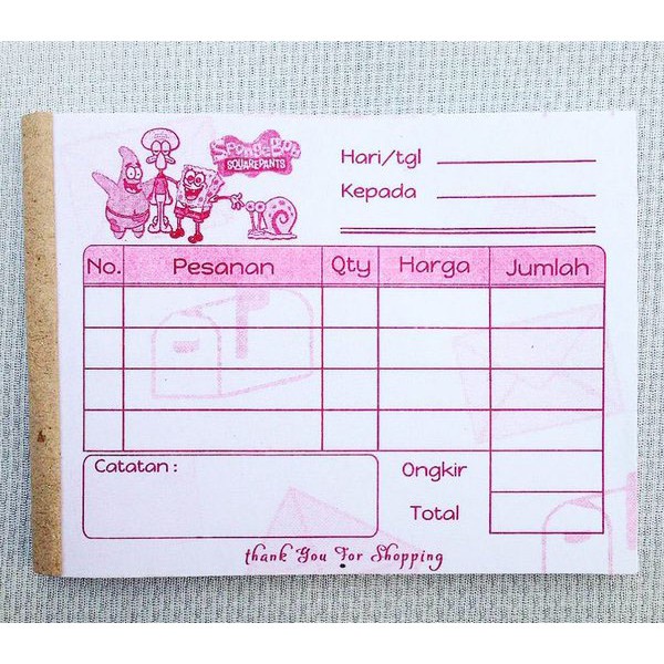 

NOTA OLSHOP/NOTA CUSTOM/NOTA 1/2/3 RANGKAP UKURAN 1/4 FOLIO