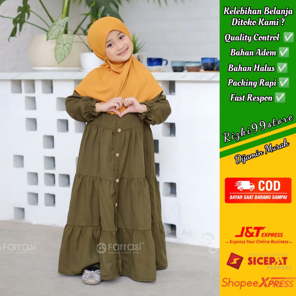 Baju Muslim Anak Perempuan 3 Tahun Premium Katun Jepang Gamis Anak Perempuan Polos