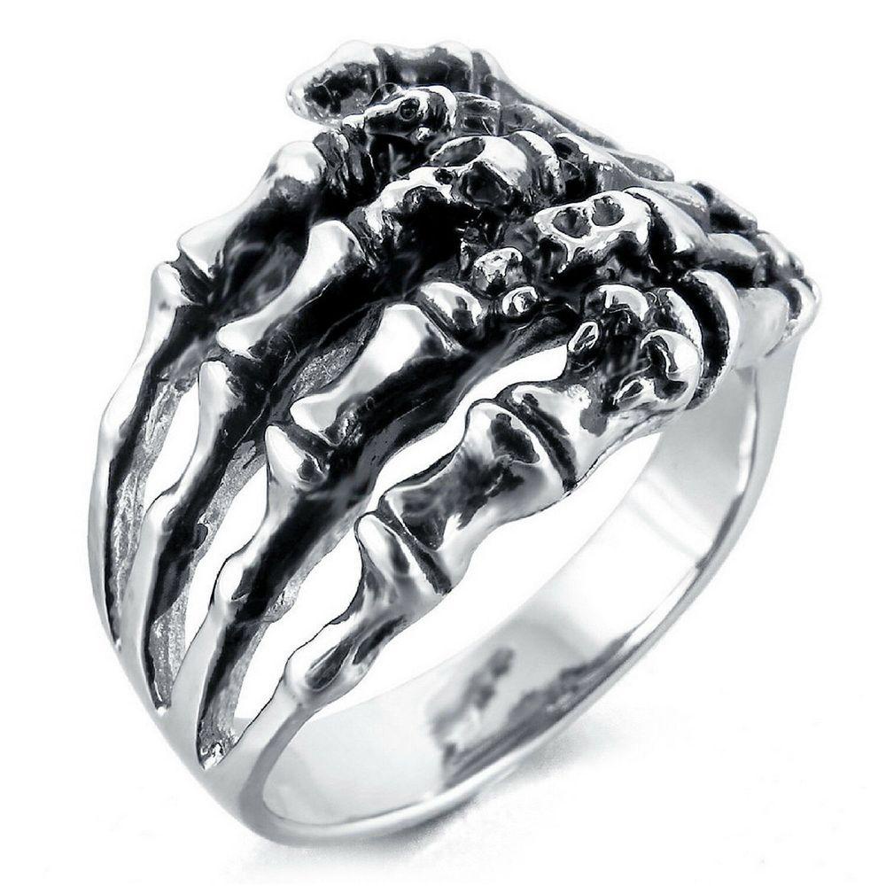 TOP Cincin Tengkorak Pria Tangan Tulang Biker Rings