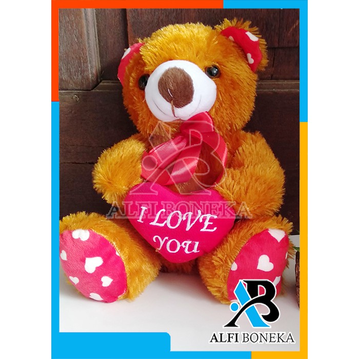 Boneka Teddy Bear Love - Boneka Lucu Beruang Ukuran M - Boneka Teddy Bear Bahan Rasfur