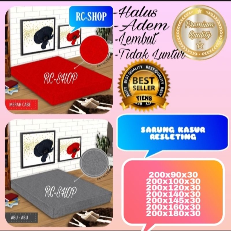 SPREI Resleting/Sarung Kasur Busa Resleting 160x200x30/180x200x30 Polos