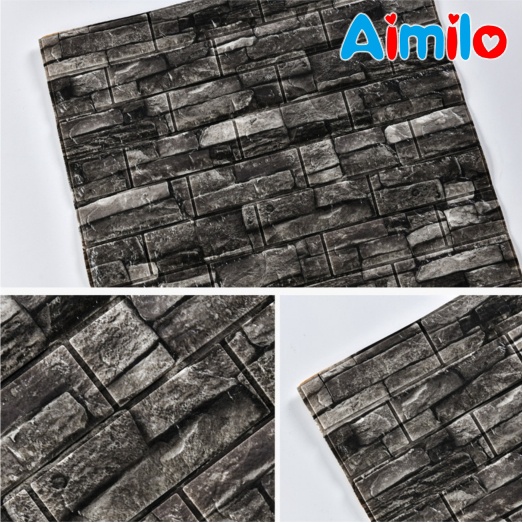 Wallpaper Dinding 3D Bahan Foam Timbul Model Bata Alam/ Batu Bata Dekorasi Ruangan 70x77-2