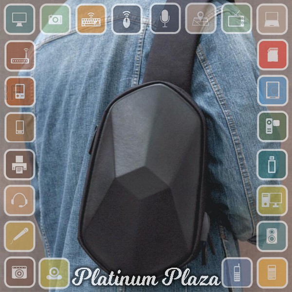 Xiaomi BEABORN Tajezzo Tas Selempang Sling Bag + USB Charger Port - 0201 - Black`27HJWC-