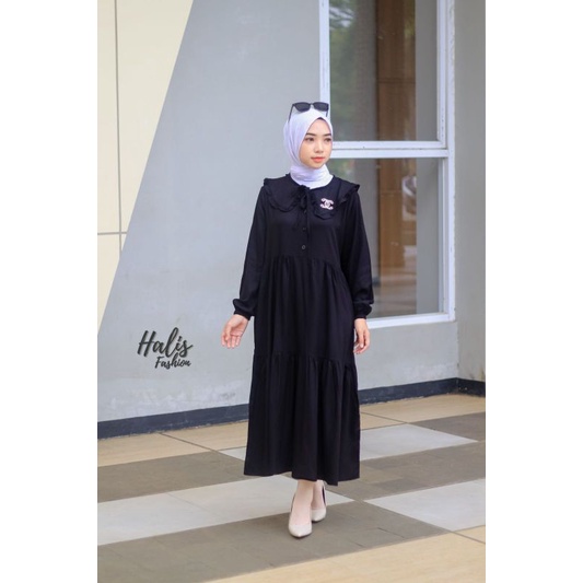 Original midi dress katun twill halis fashion syari cotton adem baju manasik haji