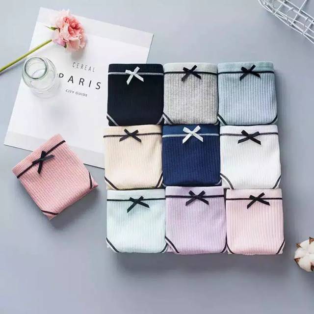 Celana Dalam Wanita Motif Pita Bahan Katun Fashion Korea