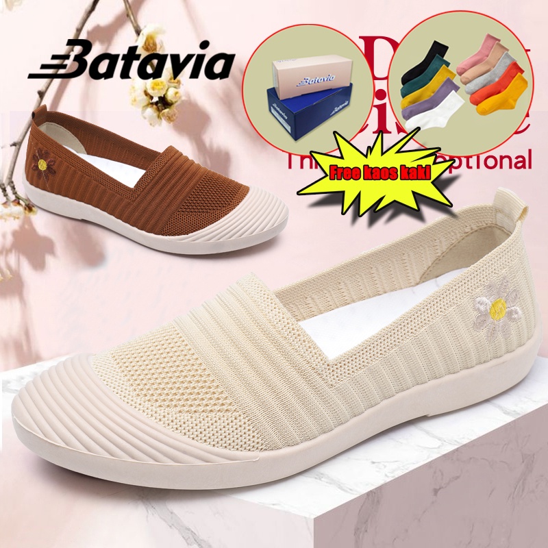 BATAVIA  lebaran Sepatu kanvas wanita slip on Sepatu wanita anyaman terbang terbaru sepatu wanita kasual datar nyaman sepatu wanita X1