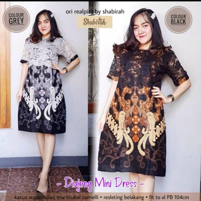 DIAJENG MINI DRESS BATIK MURAH MODERN KEKINIAN DRESS NATAL