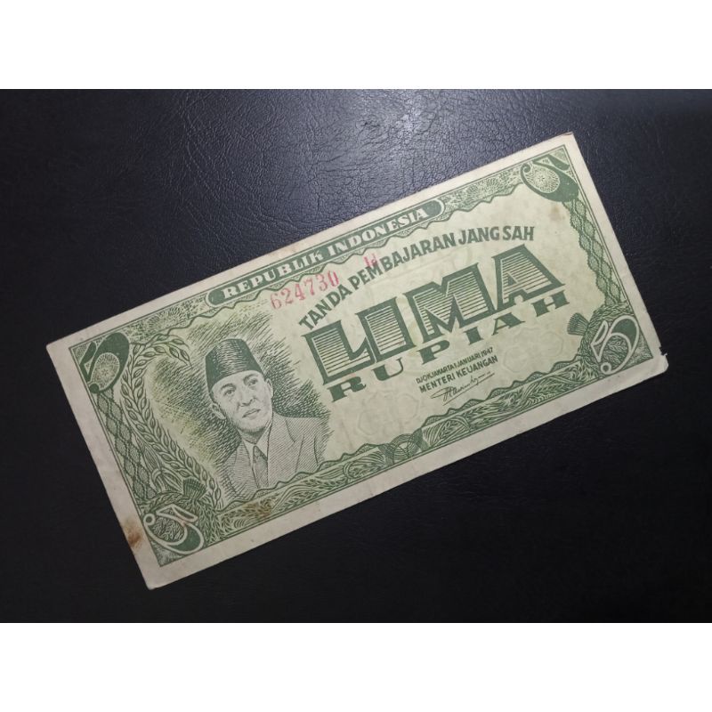 Uang Kuno 5 Rupiah Soekarno Seri ORI (Oeang Republik Indonesia) Tahun 1957