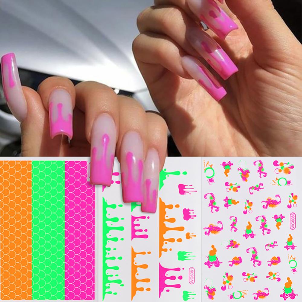 Timekey Stiker Kuku Motif Kulit Ular Efek Luminous Untuk Dekorasi Nail Art A2K1