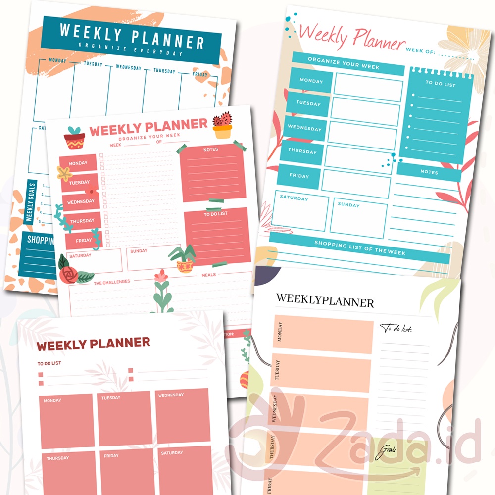 

Weekly Planner Loose Leaf Refill Binder A5 B5 Rencana Mingguan Lembaran Aesthetic
