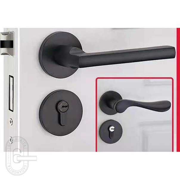 Gagang Pintu 1 set siap pasang, Gaya Eropa Handle Lock Door Model Lurus Bedroom Living Room Mechanical Anti-Theft