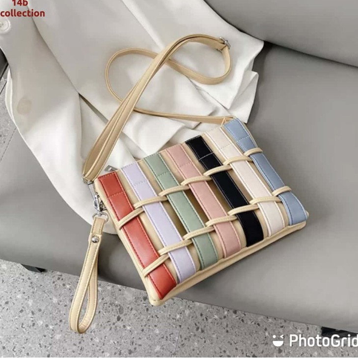 Tas selempang kepang crocodile pattern tas selempang anyam multifungsi Slingbag Kekinian Terbaru