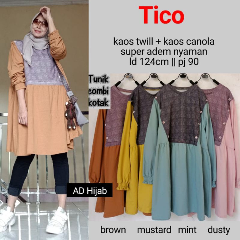 BAJU ATASAN WANITA JUMBO BIG SIZE KAOS LD 124 CM // TICO TUNIK BY AD HIJAB FASHION HQ