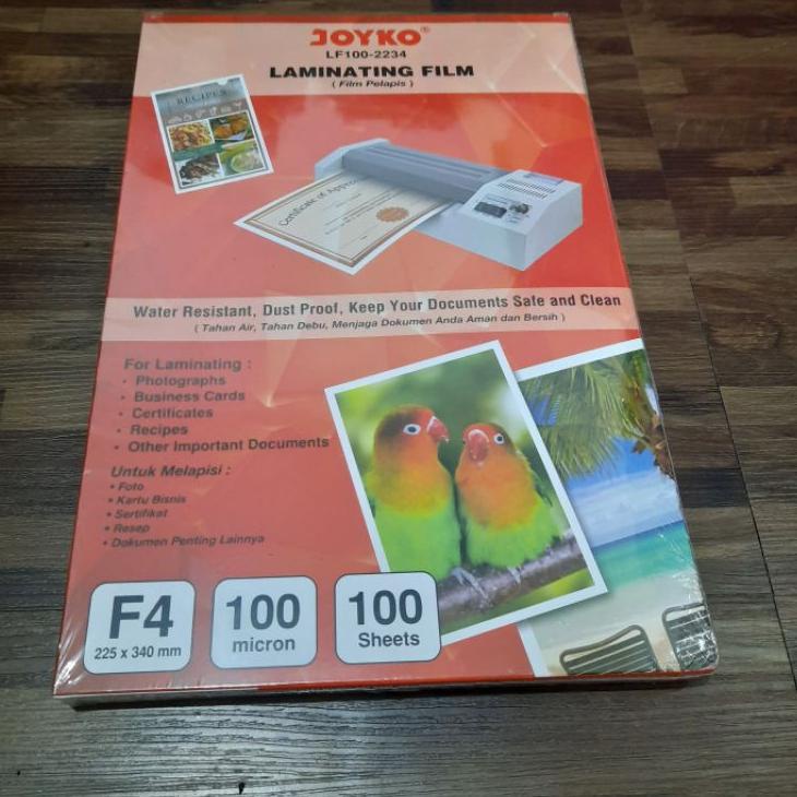 

[AC714] Plastik Laminating F4 Joyko 100 Micron (10 Lembar) / Plastik Laminating Folio 100 Micron Joyko [zs -531]