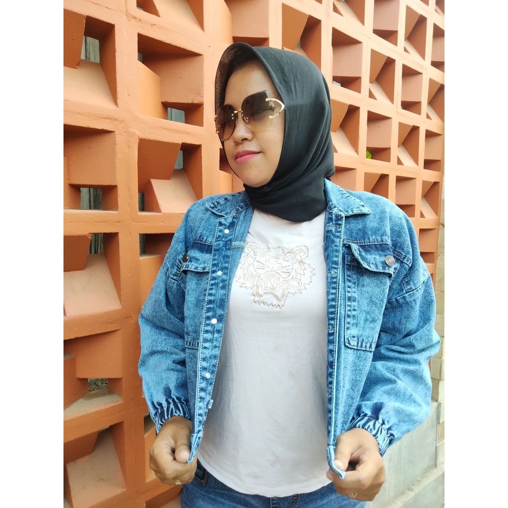 alvan.id Jaket Jeans Oversize Sanwash Muda Pria dan Wanita Premium Quality