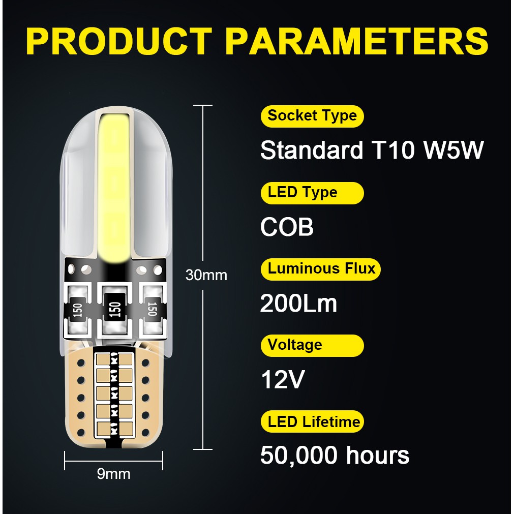 LED W5W T10 194 168 COB Auto Wedge Parking Bulb Clearance Lamp License Plate Lights CANBUS Car Interior Reading Light