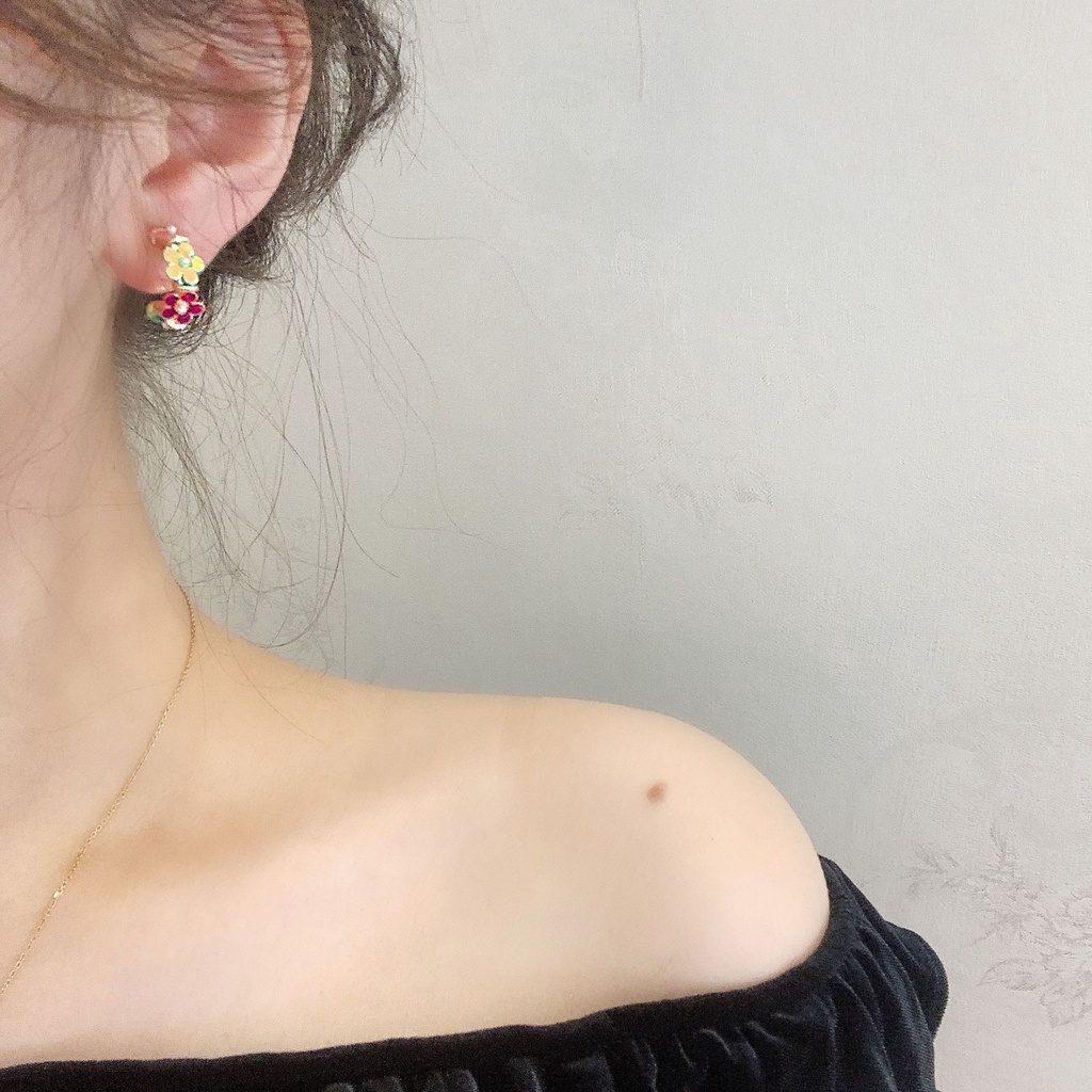 Anting S925 Silver Needle Bentuk Bunga Gaya Korea Untuk Wanita