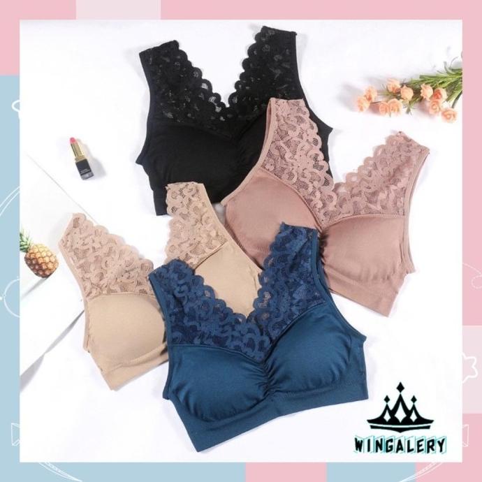 WINGALERY Bra fashion wanita tanpa kawat sexy bh pakaian dalam wanita