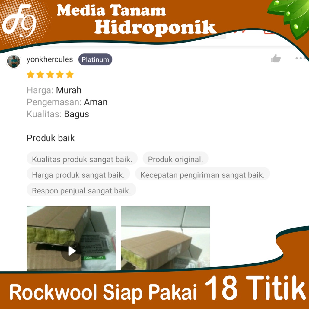 Rockwool Media Tanam Hidroponik Siap pakai 18 titik lubang tanam, Cultilene Asli