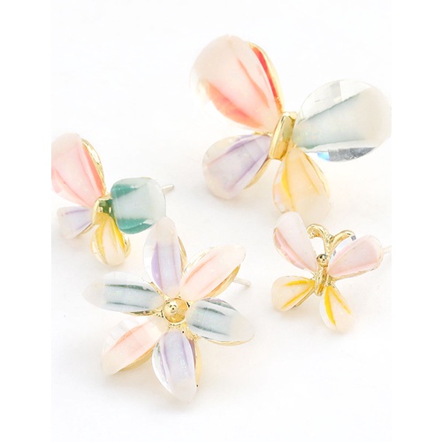 LRC Anting Tusuk Fashion Resin Butterfly Flower Alloy Earrings K64239