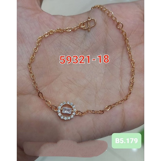 Gelang Tangan Wanita Titanium Anti Karat Lapis Emas59321-18MO