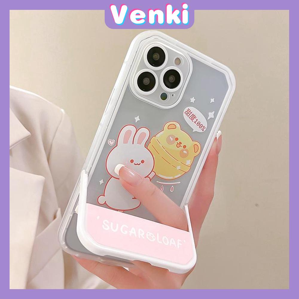 iPhone Case Acrylic Invisible Folding Stand Silicone Soft Case Shockproof Camera Cover Rabbit Cute Cartoon Compatible For iPhone 11 Pro Max 13 Pro Max 12 Pro Max 7Plus xr XS Max