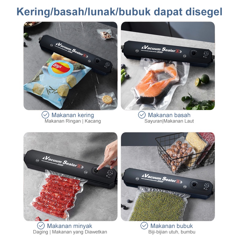 Amazefan  90KPa Hisap Besar Vacum Sealer Makanan Food Vacuum Mesin Vacuum Sealer Mesin Vacuum Bag Travel Vacuum And Vakum Bag Plastik Saver Food Vacum Plastic Sealer Mesin Pengemas Vakum VacuUm Vacum Sealer Makanan Basah Dan Kering Snack Vacum Sealer