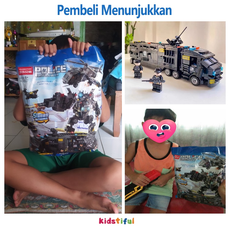 500Pcs City Robot Polisi Mainan Brick Blok Mainan Anak Laki Laki