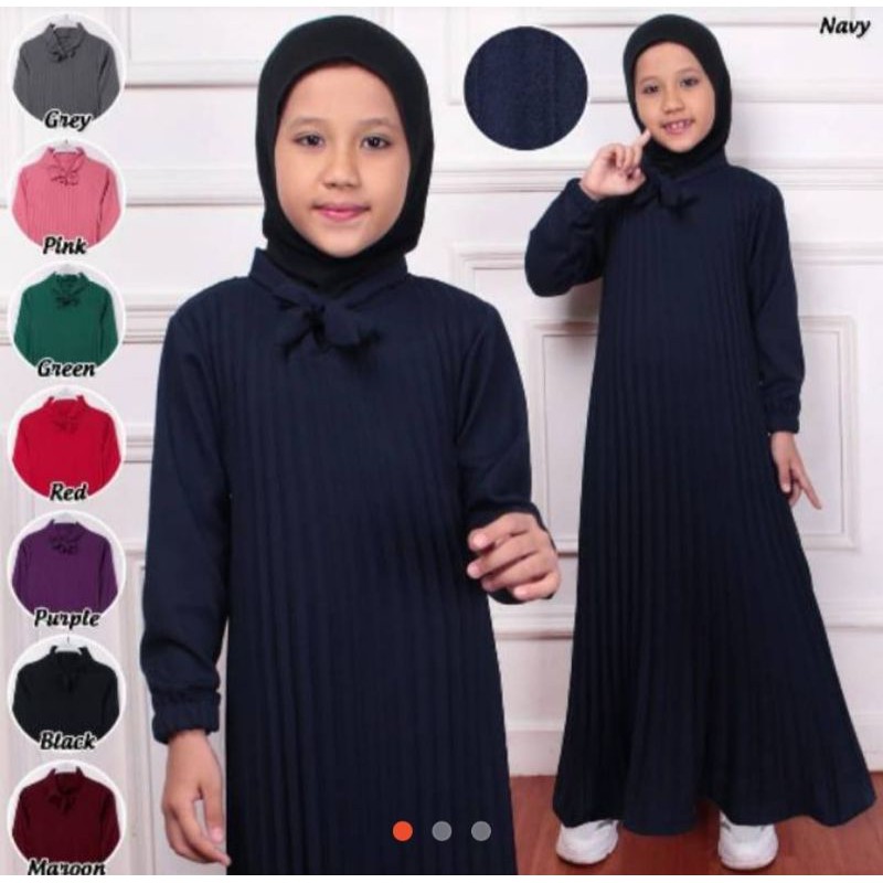 GAMIS PLISKET ANAK TANGGUNG//Gamis Plisket Tali Anak Usia 4 sampai 7 tahun