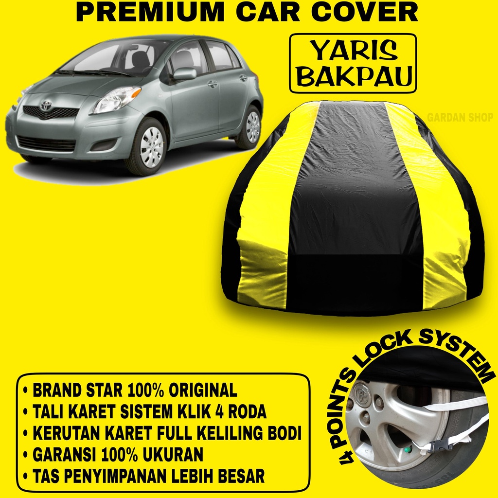 Body Cover YARIS BAKPAU Sarung Strip KUNING Penutup Peindung Bodi Mobil YARIS BAKPAU PREMIUM