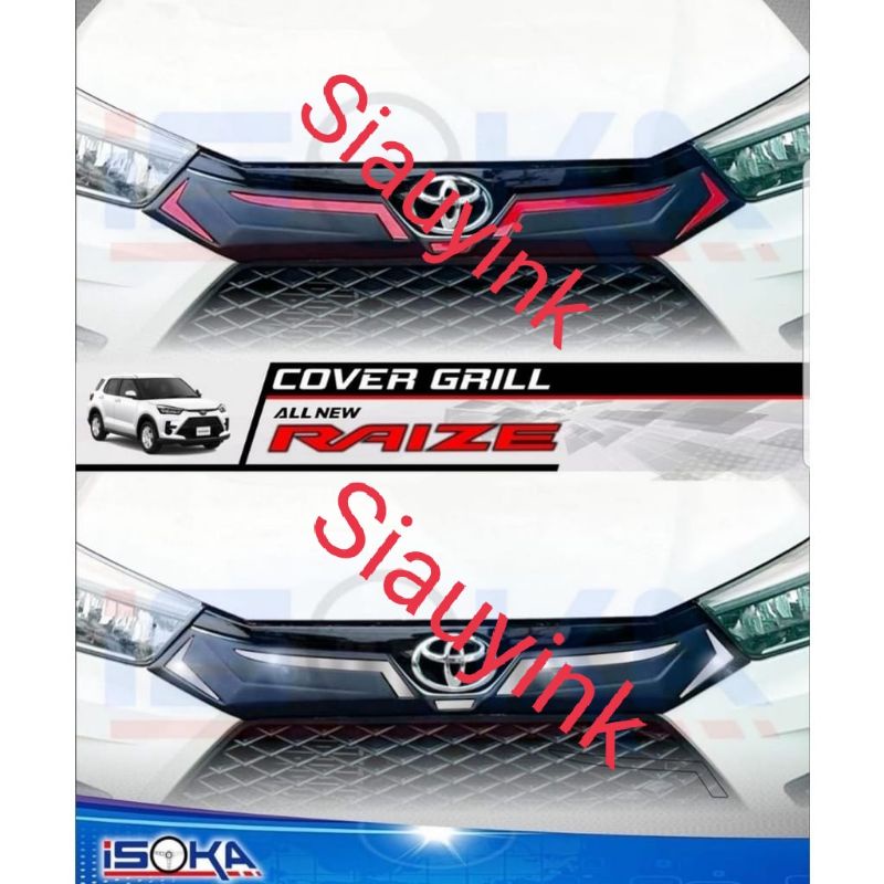 Cover grill depan Toyota Raize hitam list merah chrome
