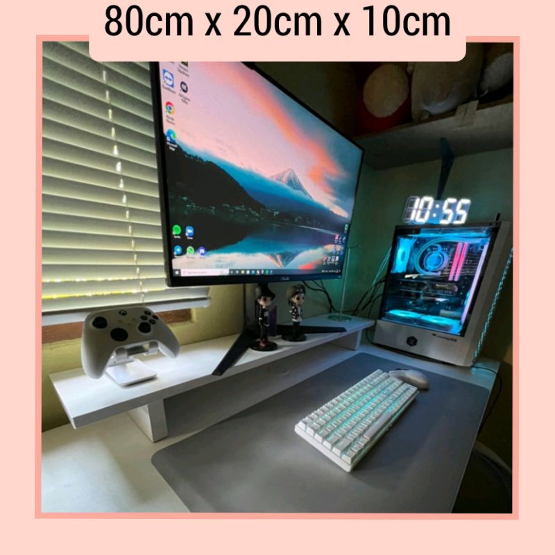 Stand laptop Desktop Dudukan komputer Meja kayu peninggi monitor