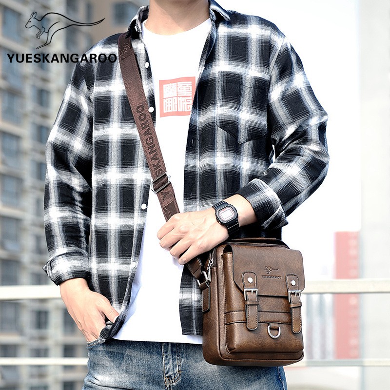 [ORIGINAL] Yueskangaroo Tas Selempang Kulit Import Pria Business Men's Shoulder Bag Korean Style