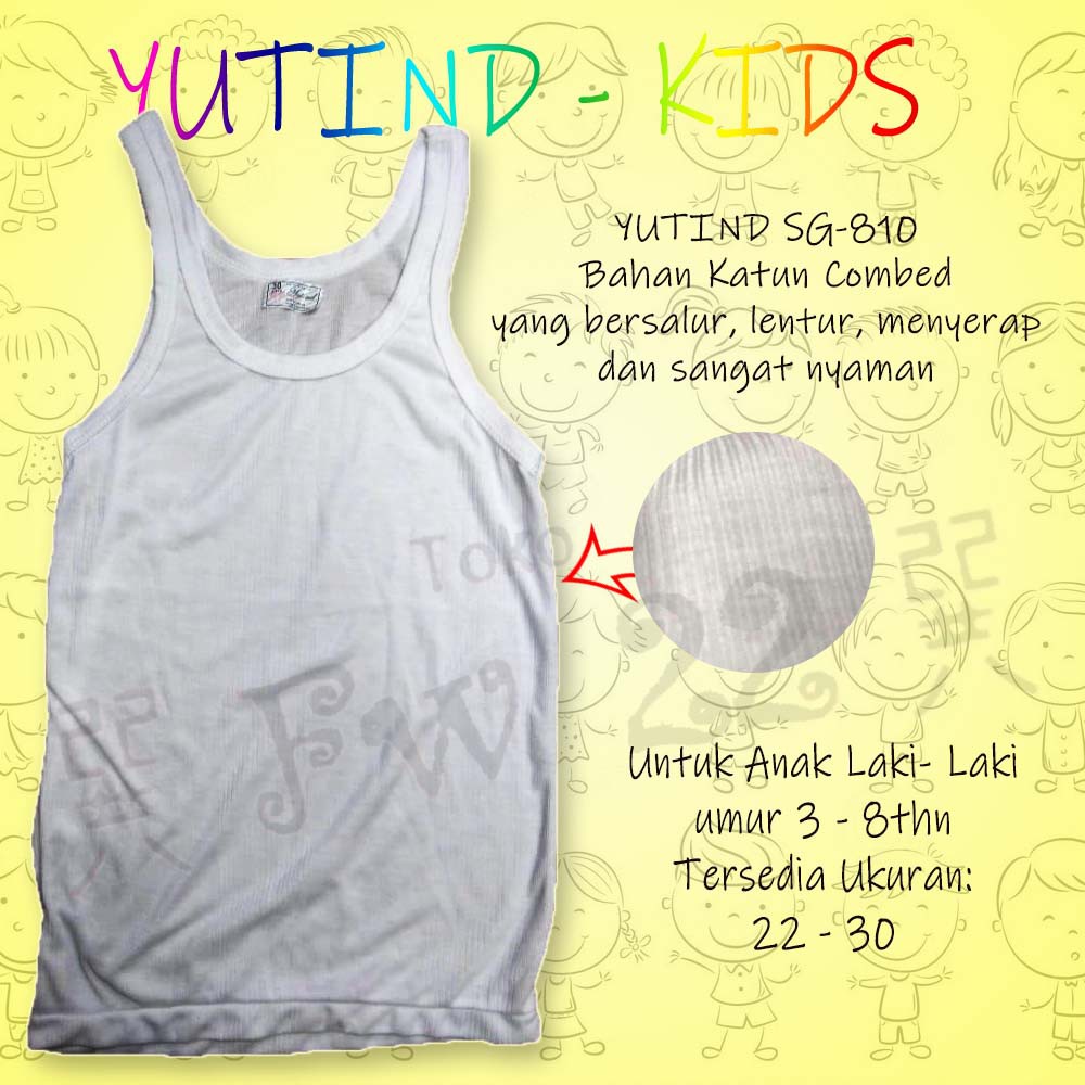 Singlet Anak Agree Kids SG-810 Bahan Katun Salur Anti Gerah dengan Penyerapan dan Pengeringan yang Baik