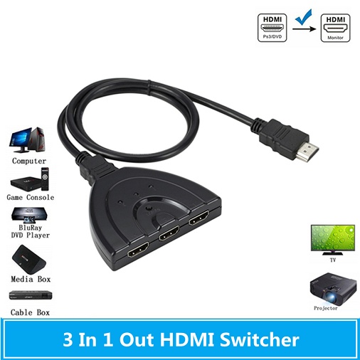 HDMI Selector 3 Port + Kabel Output Switcher Splitter Cabang Spliter