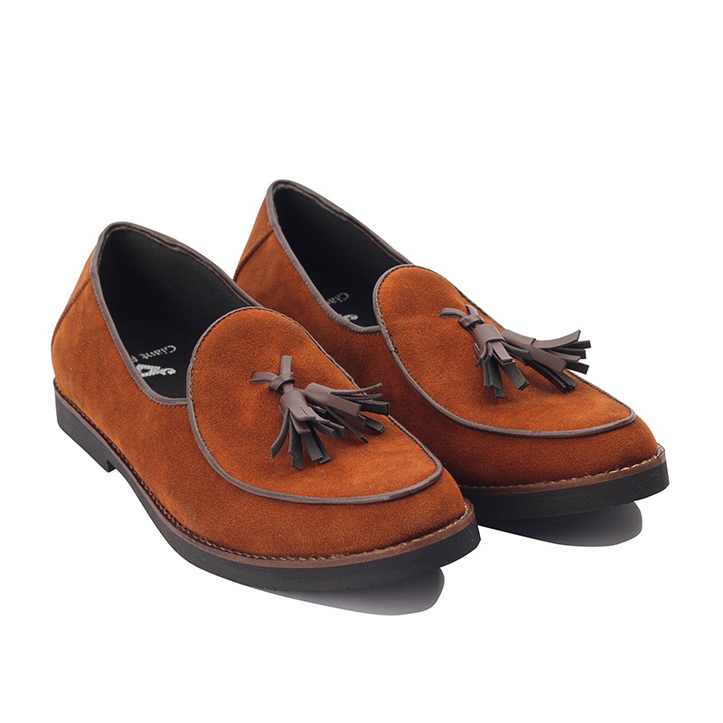 Bossa Brown | Sepatu Loafers Coklat Suede Tanpa Tali Pria Casual Kerja Kantor Laki | Giant x FORIND