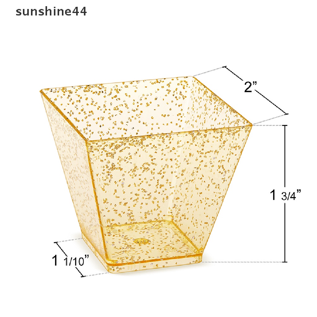 Sunshine 10pcs Gelas Plastik Bentuk Trapesium Sekali Pakai Untuk Kue / Dessert