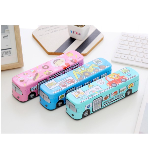 

Kotak Pensil Kaleng 2 Tingkat Mainan Bus Ada Roda S