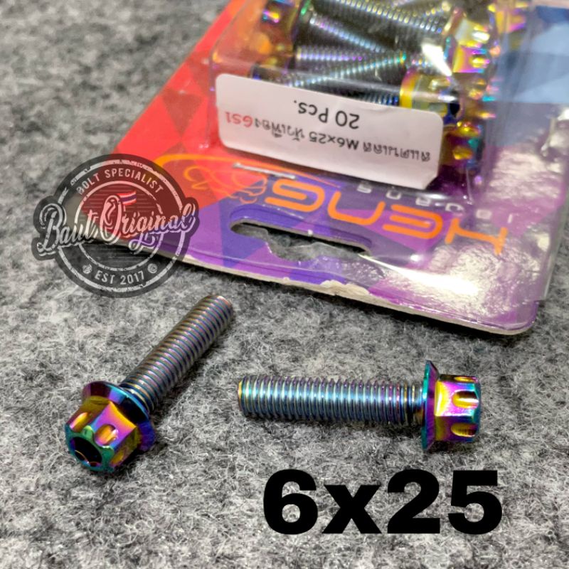 Baut probolt 6x25 rainbow gs1 drat 10 panjang 2.5 cm ori heng thailand