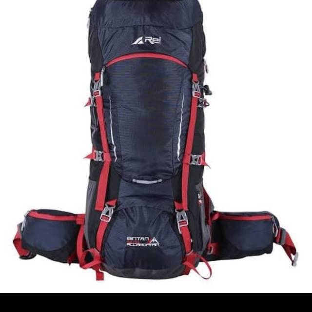 Tas Carrier Gunung Arei Rei Bintan 50+5L Hitam Merah New