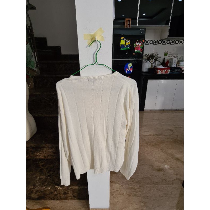 cardigan rajut lidi putih tulang