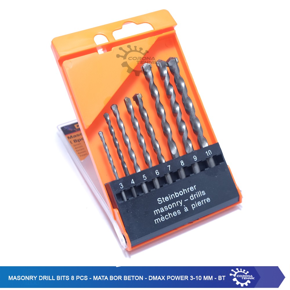 Masonry Drill Bits 8 Pcs - Mata Bor Beton - Dmax Power 3-10 mm - BT