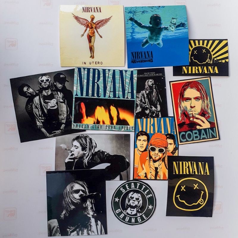 sticker pack band nirvana kurt cobain stiker tempel gitar laptop hp tumblr helm motor kulkas