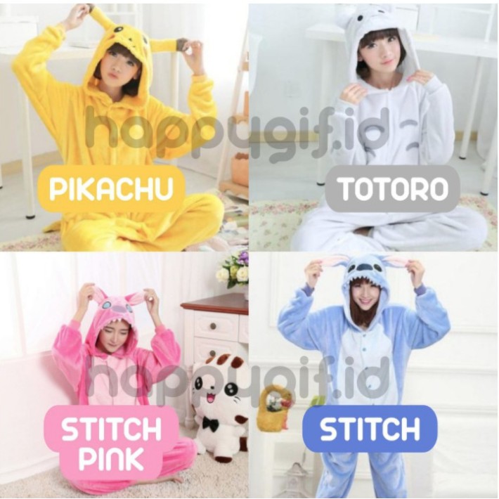 ONESIE PIYAMA KOSTUM DEWASA - KARAKTER 1 PIKACHU TOTORO PANDA dll