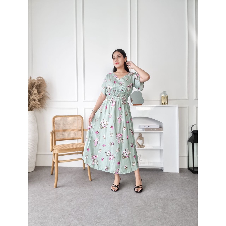 Daster Putri Bali [DPB] Dress Daster Kezia Panjang Motif Farfalla Bunga Bisa COD