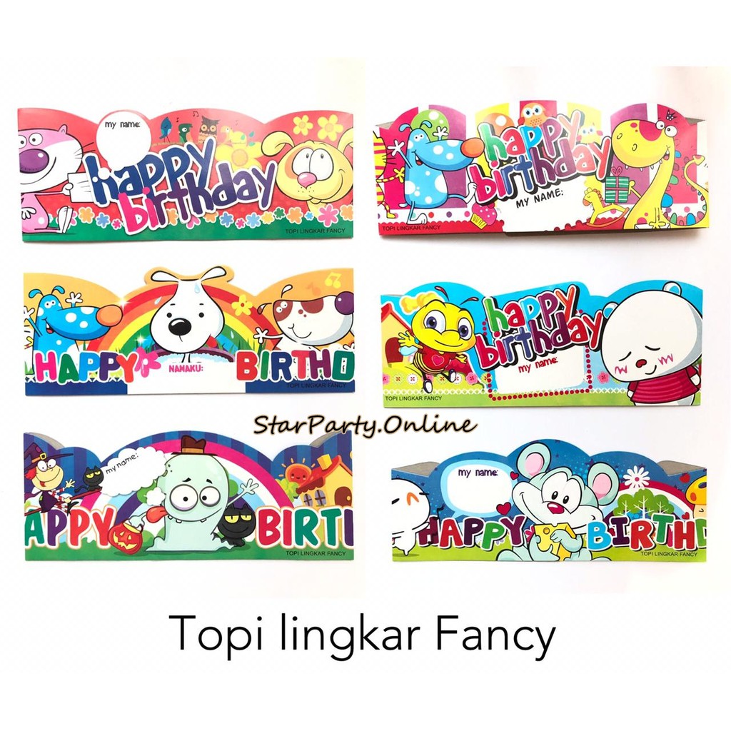 Topi Lingkar Fancy Mix Per 10pcs /Topi Ulang Tahun /Topi Lingkar