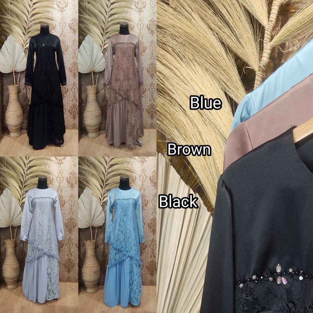 NitaranzFashion - Gamis Nitaranz | Gamis Satin Roberto Cavali Aplikasi Brokat Mix Payet Pearl | Simp