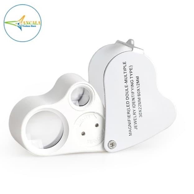 

siap kirim] Lup Geologi - Loupe LED Illuminated Double Lens 60x 30x Magnifier