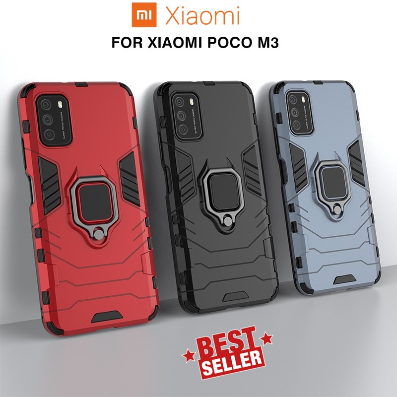 Xiaomi Poco M3 Case Armor Transformer i ring HArd Casing Arcangel Stand Back Cover Cowok