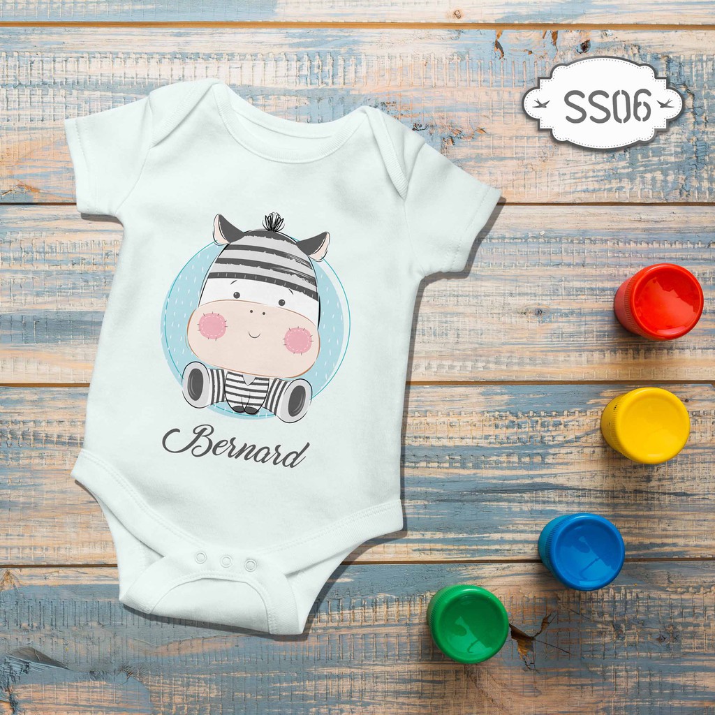 Jumper Baby Girl boy newborn Zebra cute animal Custom name nama bebas